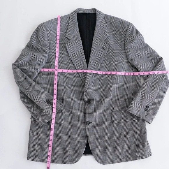 Savile Row 100% Wool Plaid Sport Jacket Blazer ~Grey/Black ~See Measurements Pic - Picture 4 of 16